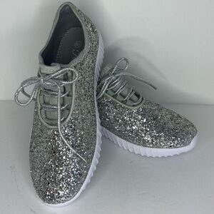 NEW Silver Bling Glitter Sparkle Sneakers Tennis Shoes SZ 8.5
